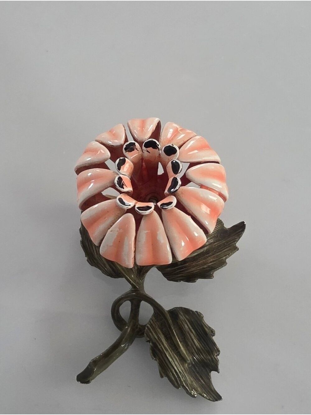 Vintage CORO Pink Enamelled Flower Brooch
